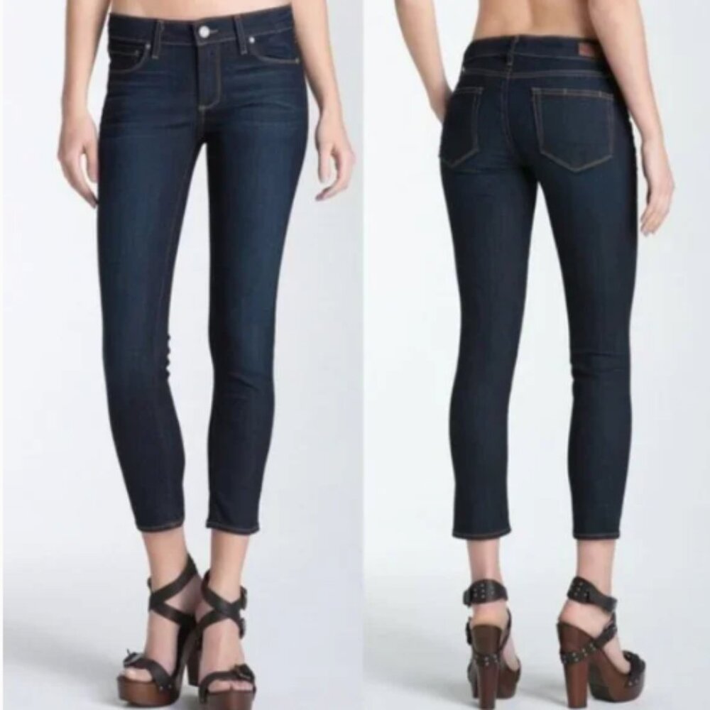 Paige Kylie Crop Denim Jeans Dark Wash SZ 27